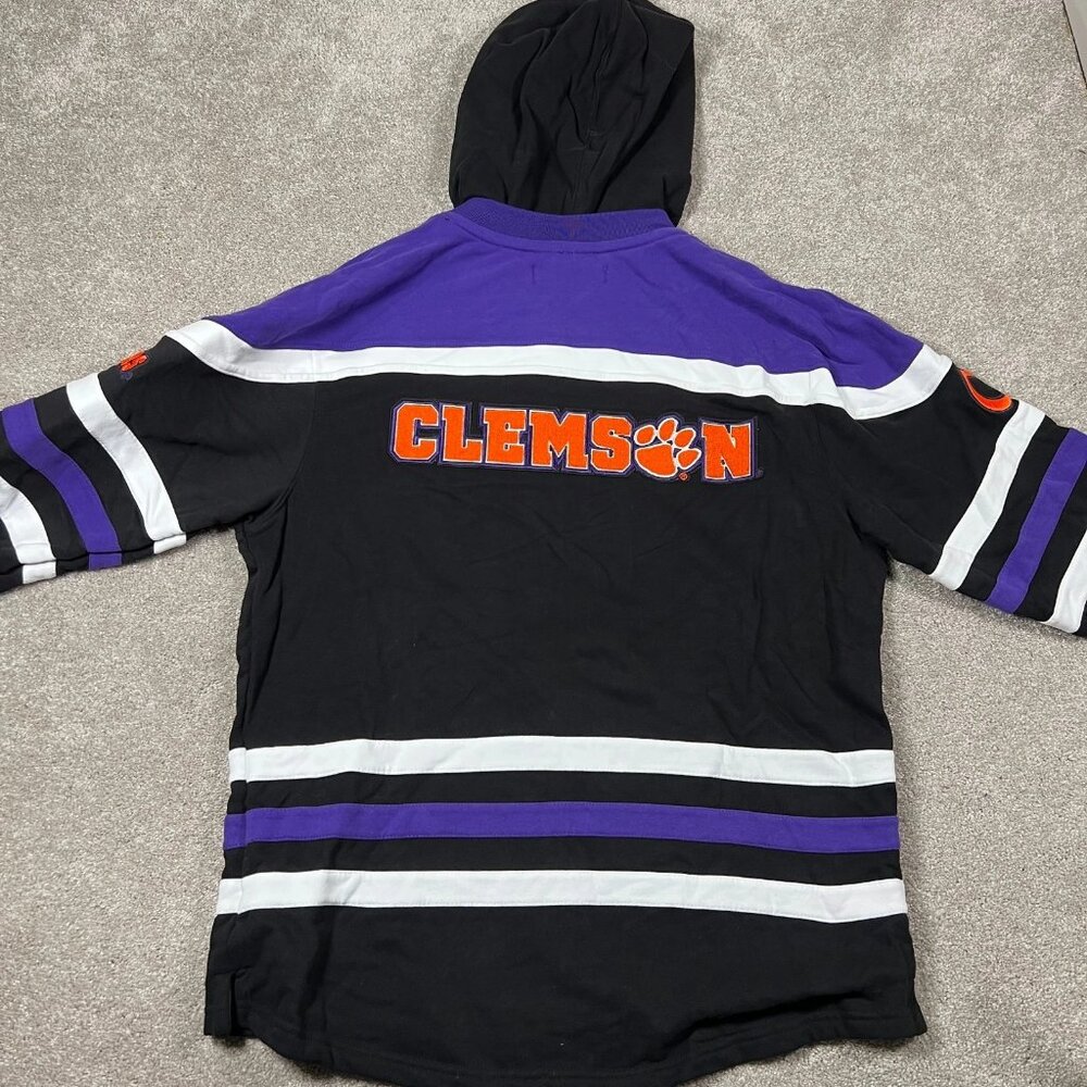 Pro Standard Mens Large Black Striped Clemson Tigers Football Hoodie NWT‎ - Picture 2 of 9